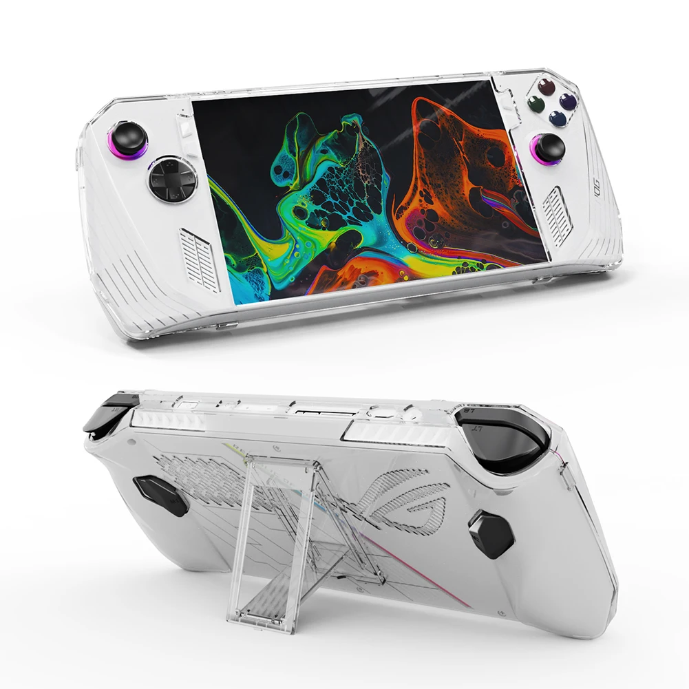 Transparent Shell Protective Case Cover For Asus ROG Ally Game Console Protective Shell Ergonomic Skin Sleeve with Bracket Stand