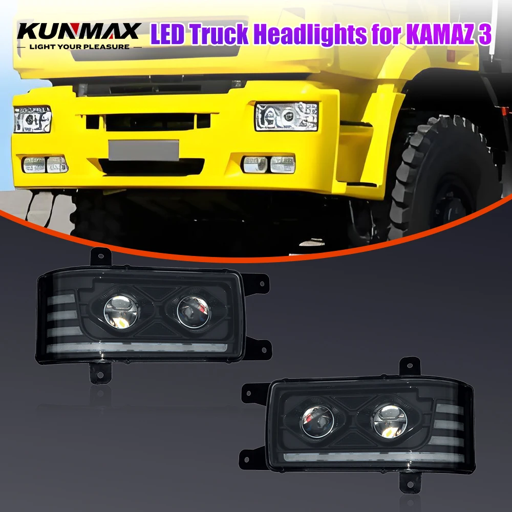 LED Projector Headlight Assembly Truck Lights For KAMAZ 3 Front Headlamp DRL Turning Signal Car Headlights