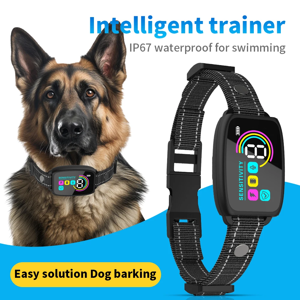 Automatic Dogs Training Collar Ultrasonic Pet Dog Anti Barking Stop Barking Vibration Anti Bark Waterproof Collar Devices Type-C