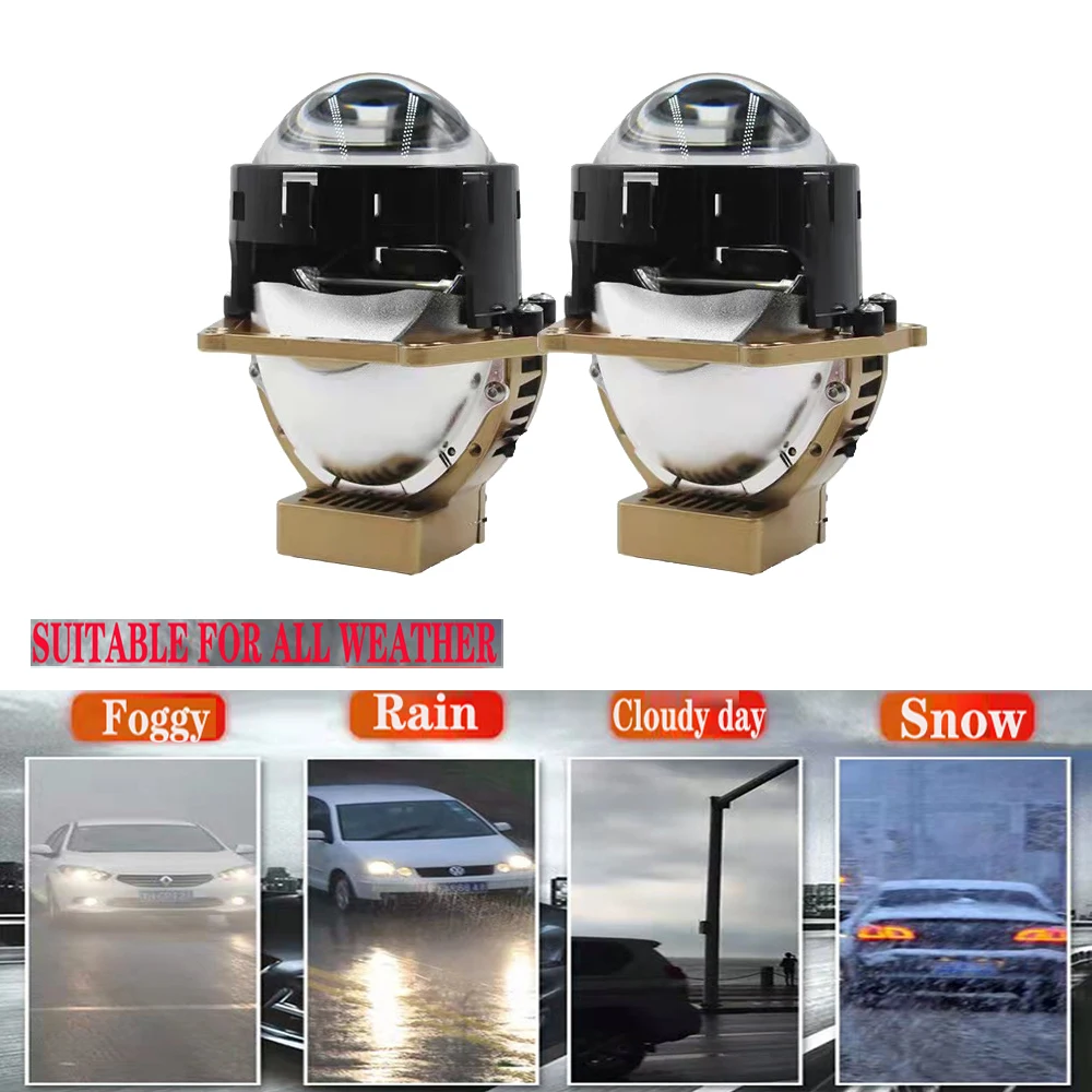 Bi led Lens 3inch LED Projector Headlight Kit 55W Car LED Lights Lenses LED Diode Chip Car Headlamp Hella 3R G5 Car Accessories