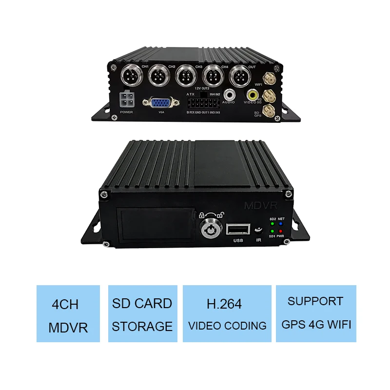 أنظمة تتبع الأسطول بطاقة SD 4ch MDVR 4g GPS WIFI مسجل فيديو رقمي متنقل DVR #1