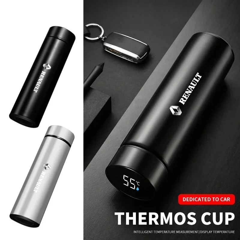 

Вакуумные колбы с цифровым дисплеем температуры, светодиодная крышка для чашки для Renault Sandero Captur Megane Twingo Duster Scenic Logan Laguna