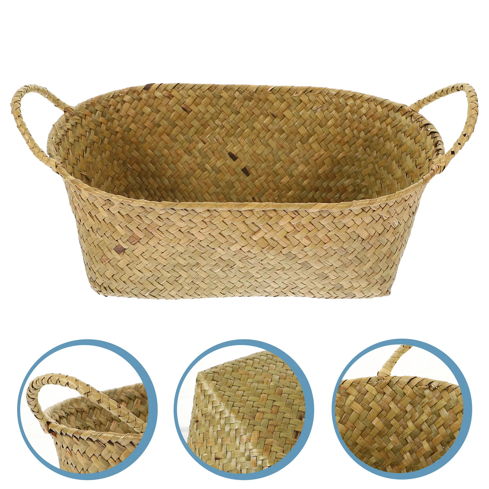 

Grass Woven Storage Basket Small Desktop Organizer For Home Bedroom Sundries Holder Makeup Brush Basket Household