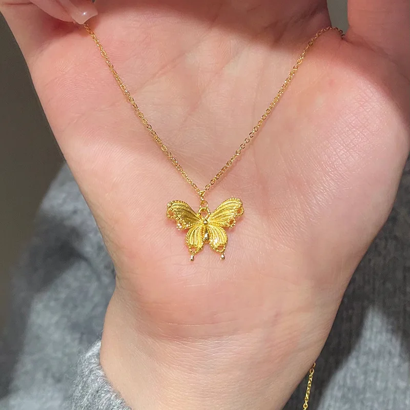 

SMILE Real 18K Golden Butterfly Pendant Necklace AU750 Non demoulding Women's Pendant Boutique Jewelry Gifts D0062