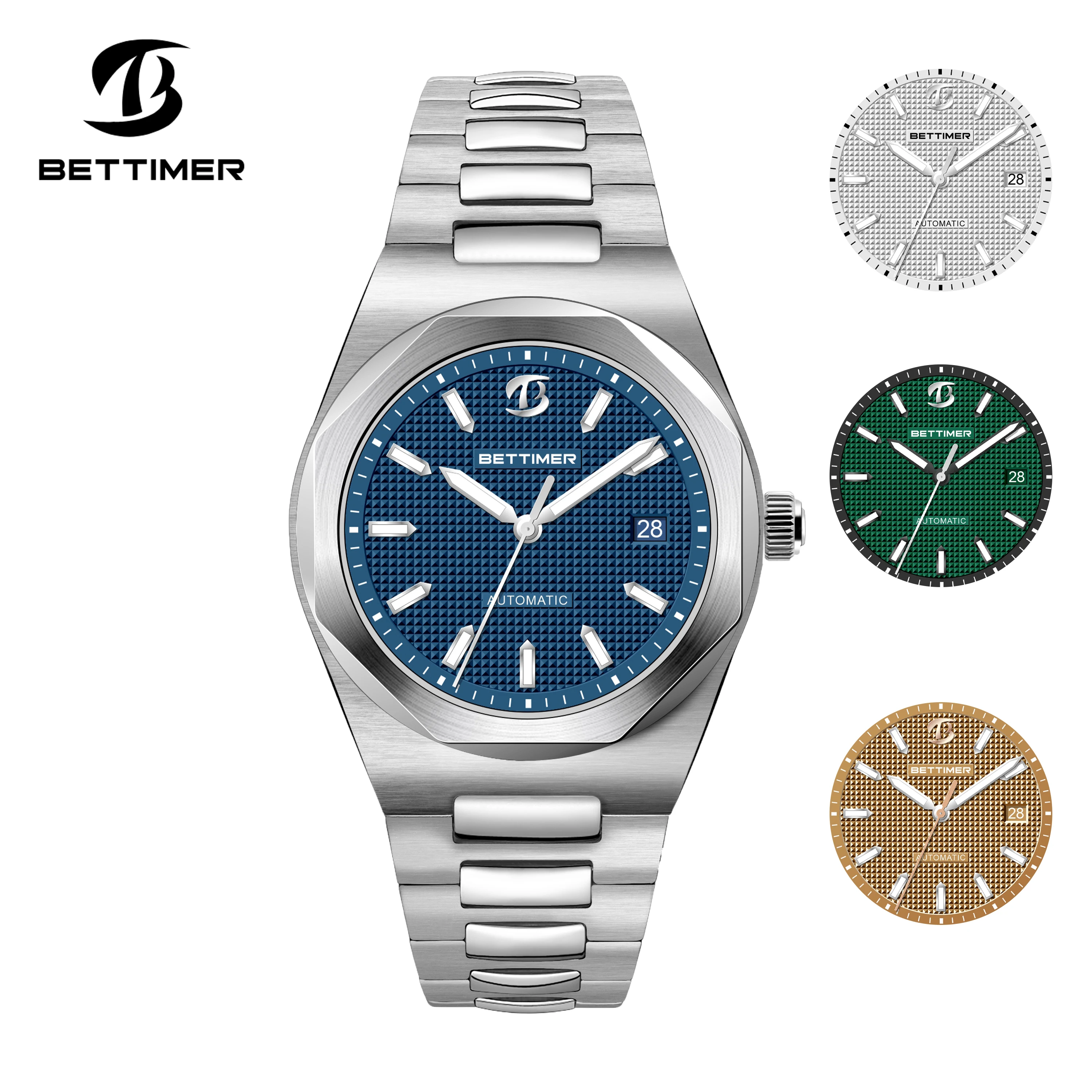 Bettimer 2024 new 40MmM fashionable men's mechanical watch Pt5000 sapphire Bgw9 stainless steel waterproof 10Bar Reloj Hombre