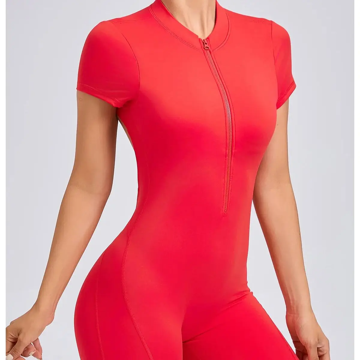 

Спортивная одежда, комплект для йоги, женские комбинезоны, цельный костюм на молнии с коротким рукавом, сексуальная одежда с открытой спиной, тренажерный зал, одежда для тренировок с эффектом пуш-ап, боди