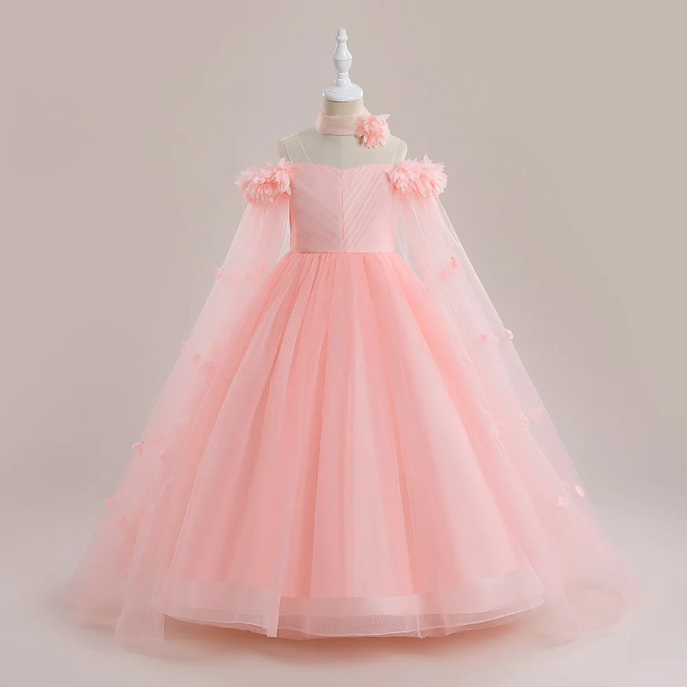 Ceremony Flower Bridesmaid Dresses For Girls Wedding Formal Evening Prom Gown Tulle Elegant Kids Girl Birthday Party Dress 8 12Y