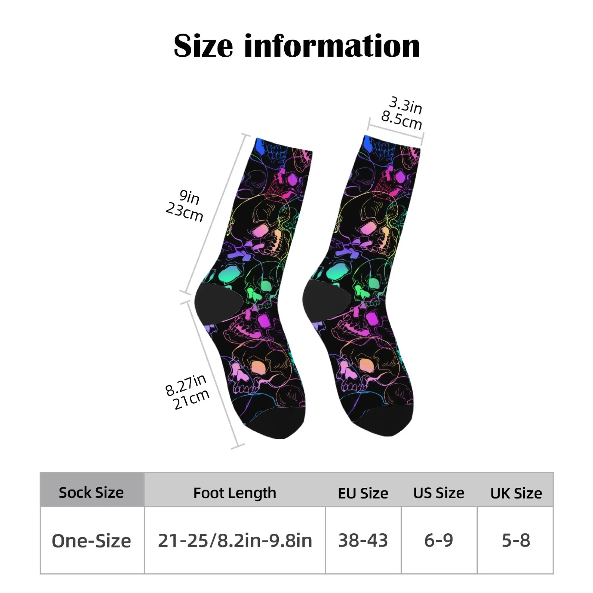 Gradient Art Skull Fashion Socks Skin-friendly Non-slip Breathable Socks Unisex Street Retro Hip-hop Socks Casual Party Gifts