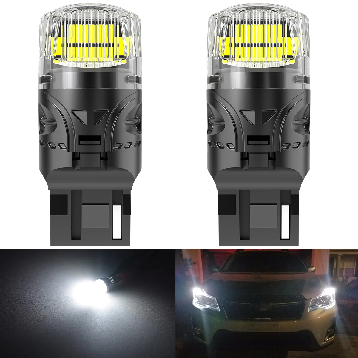 Katur 2er-Set T20 7440 W21W LED Ultrahelle Rückfahrscheinwerfer für Parkbeleuchtung in Weiß 12V