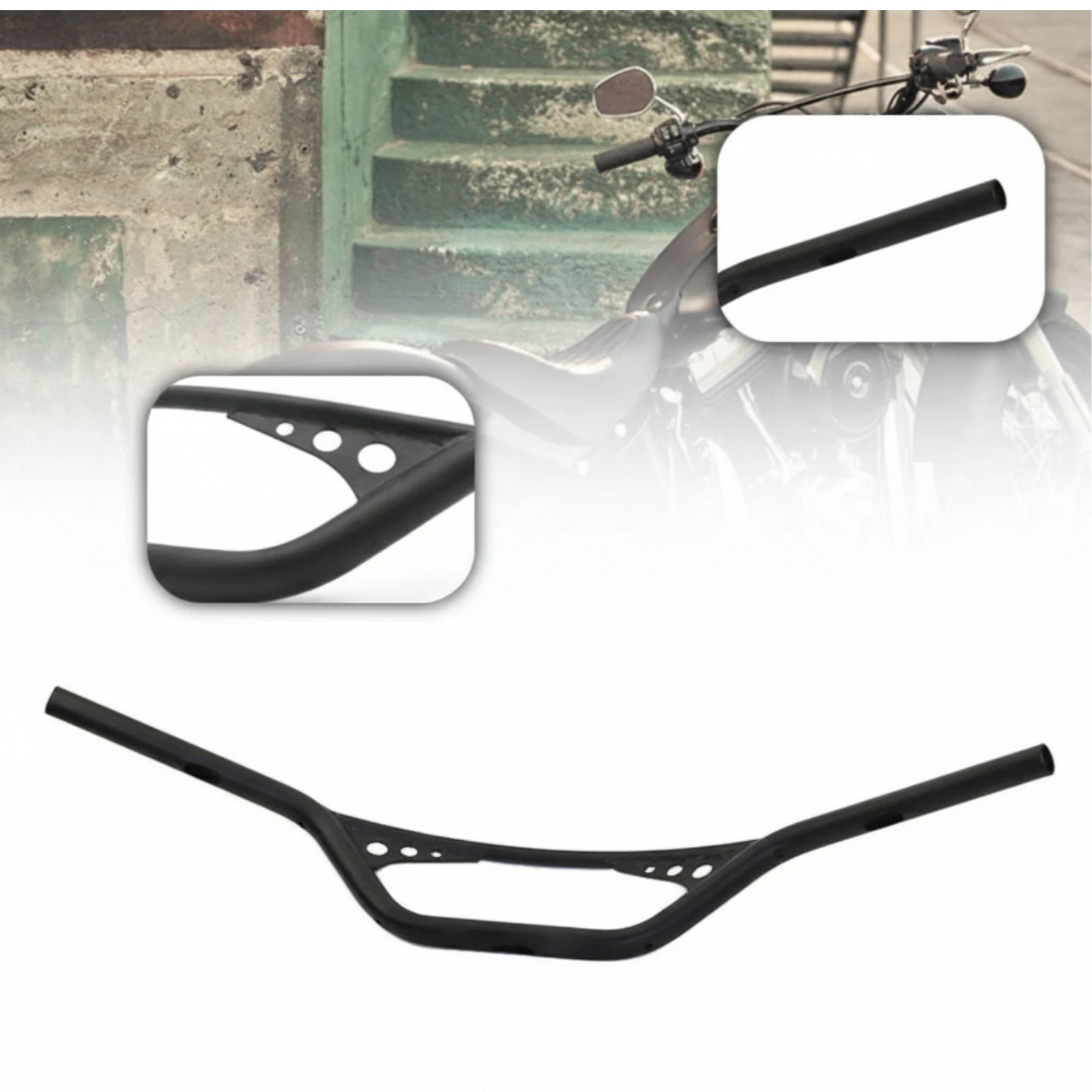 Custom Motorcycle Handlebar Universal Handlebar with Drilled Center Brace for Motorcyclists, Garage Projects