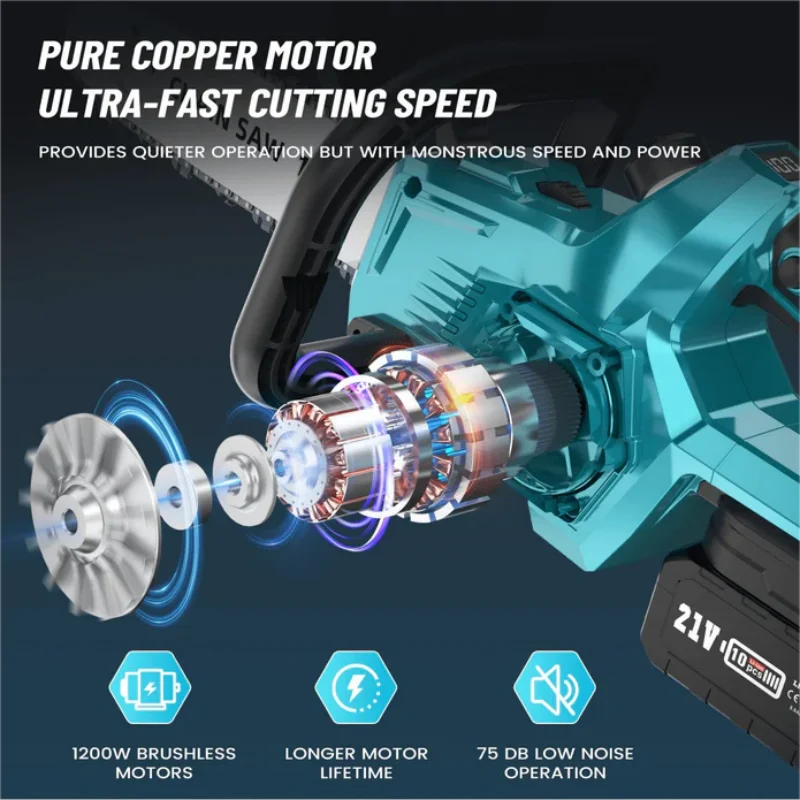 منشار كهربائي بدون فرش 16 بوصة لبطارية ماكيتا، أداة قطع الخشب اللاسلكية 3500 وات، قاطع طاقة تشذيب الحدائق