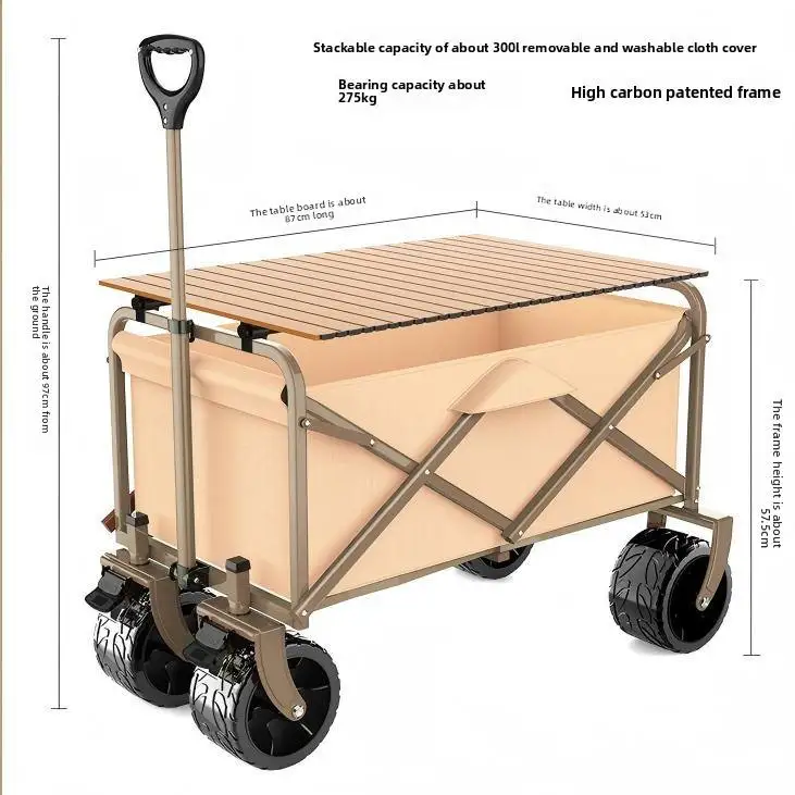 Wholesale OEM 250kg Load Capacity Camping Cart Portable Foldable Platform Outdoor Wagon Trolley Cart for Shopping