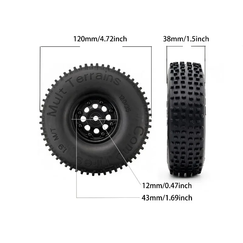 1.9 Inch RC Crawler Pin Tires Extra Soft Butyl Rubber with 1.9