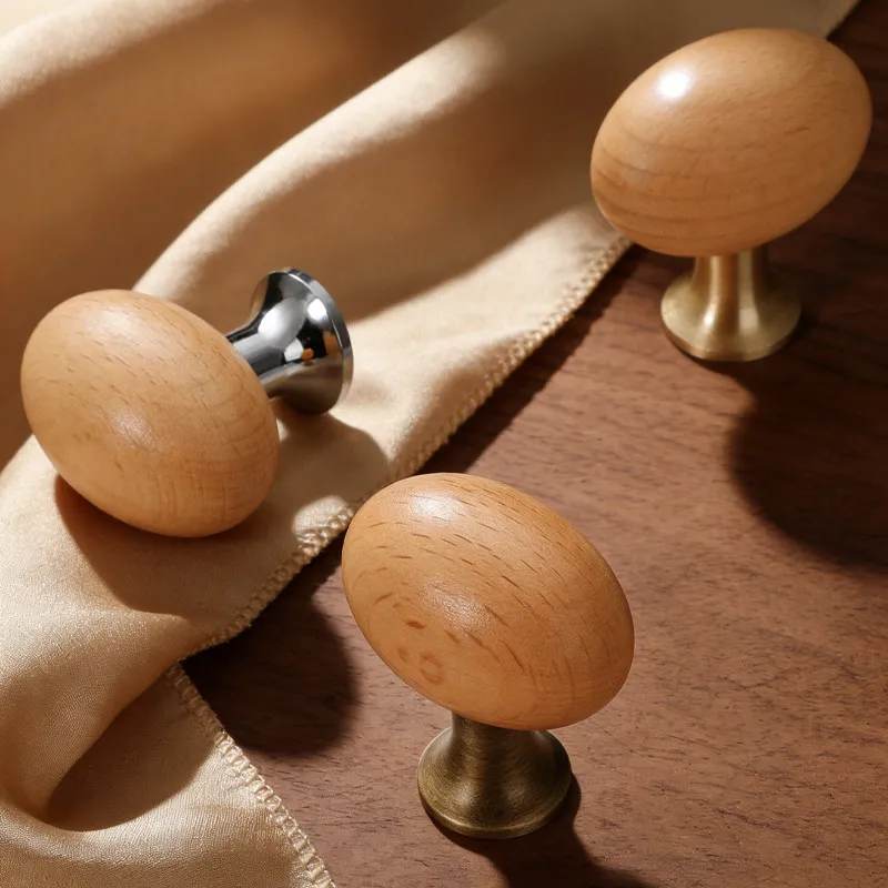 AOBT Vintage Pigeon Egg Walnut Cabinet Drawer Wardrobe Handle New Chinese Style Brass Single Hole Small Handle for Home Decor