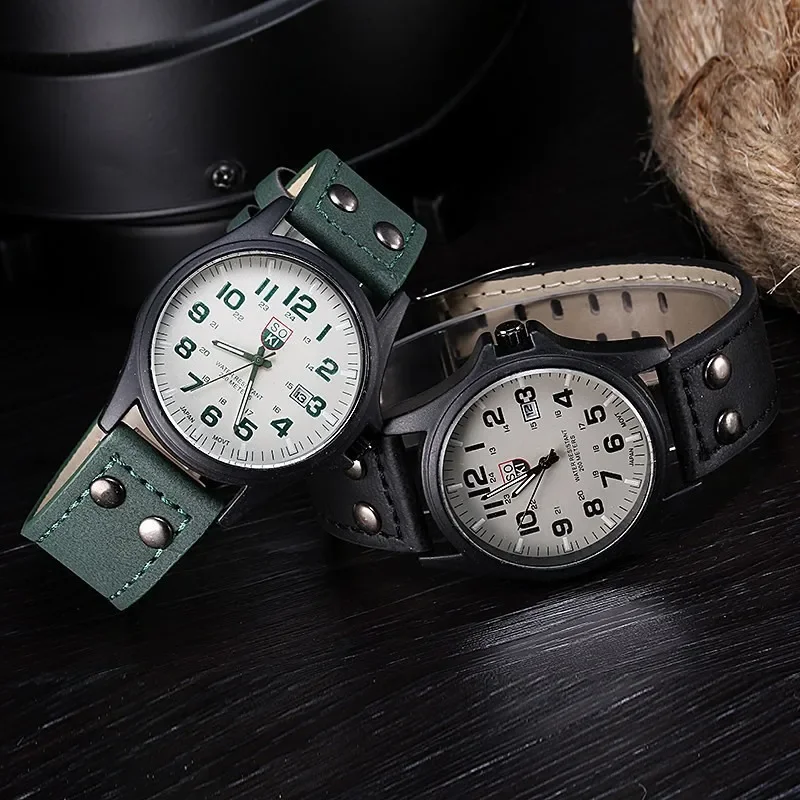 Casual Leather Strap Number Dial Quartz Wristwatch Fashion Men Watches for Man Simple Sport Style Male Clock relogio masculino