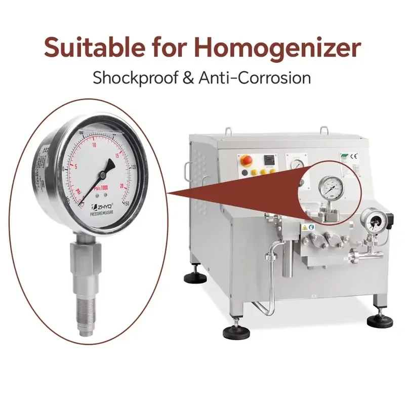Sanitary Shockproof Diaphragm Pressure Gauge with 0-150MPa Range for Crusher Homogenizer Food Machinery