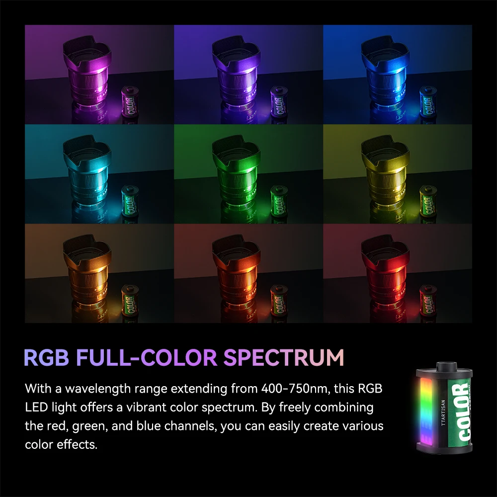 TTArtisan Mini RGB Luce LED magnetica a colori per fotocamera Vlog Streaming live con supporto per pattino freddo Luce di riempimento da 0,5 W CRI 95+