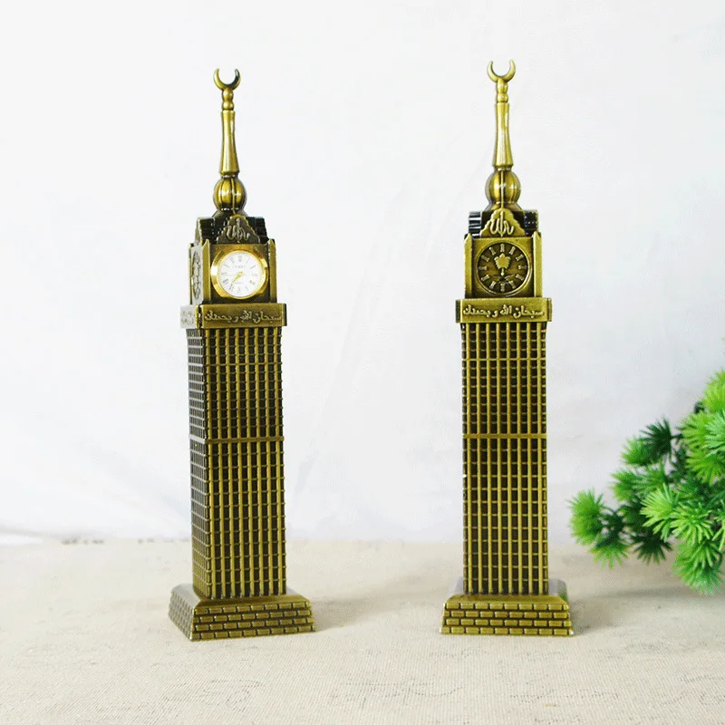 New Antique Bronze Mecca Clock Tower Statue Metal Model Zinc Alloy