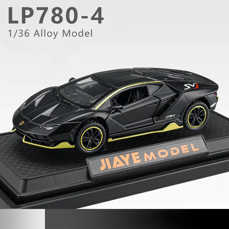 1:36 Lamborghini LP780-4 Alloy Sports Car Sound Light Pull Back High Simulation Miniature Diecast Car Childrens Toy Gift