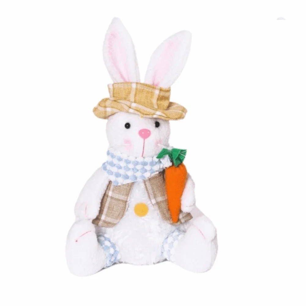 

Creative Easter Plush Bunny Ornament Cute Doll Cartoon Easter Rabbit Ornament Soft Plush Sitting Figurine Easter Rabbit Doll
