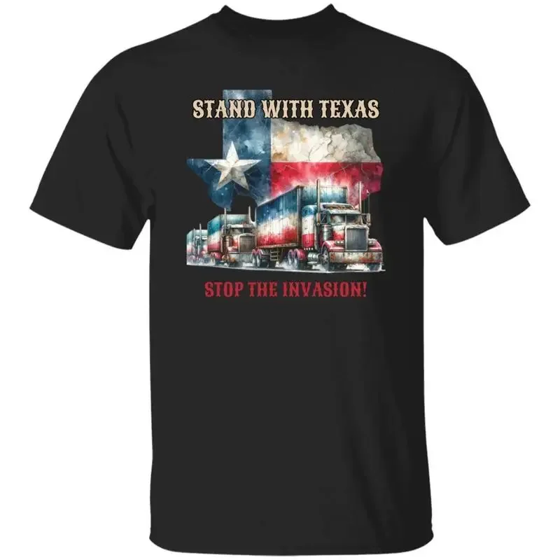 Stand with Texas Stop the invasion T Shirt border truck black