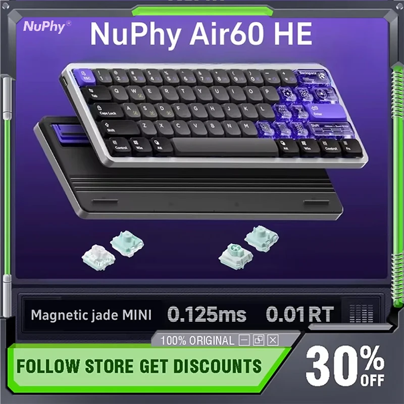 

NuPhy Air60 HE Проводная механическая клавиатура Карликовый магнитный переключатель с низкой задержкой Индивидуальная игровая клавиатура для киберспорта Аксессуар для ПК Подарок
