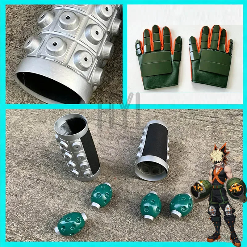 Anime Bakugou Katsuki Cosplay Props Gauntlet Gloves Wig Goggles For Women Men Halloween Costume Party Carnival Accessories Props