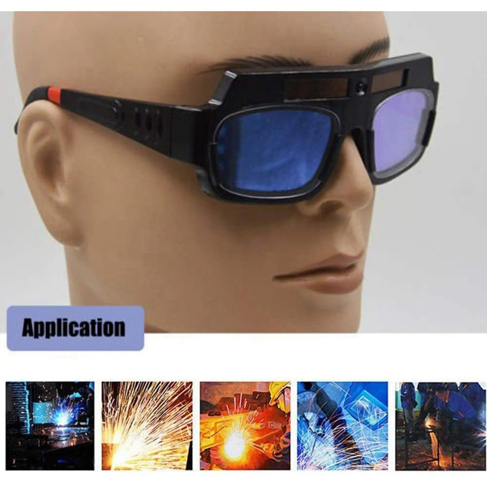 

AB42-5X Solar Powered Auto Darkening Welding Mask Helmet Goggles Welder Glasses Arc Anti-Shock Lens With Storage Case