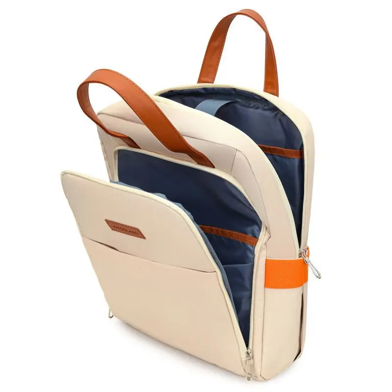 Ins Solid Color Simple Backpack Women Large Capacity MacBook Air Pro 13 14 Inch Laptop Bag Shockproof Portable Student Briefcase