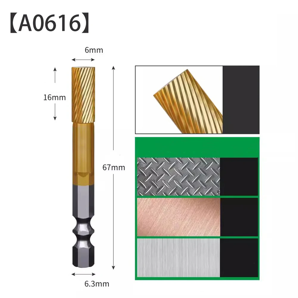 Shank Tungsten Carbide Milling Cutter Single And Double Slot Rotary File Milling Cutter 6.3mm Shank Diameter Power Tools