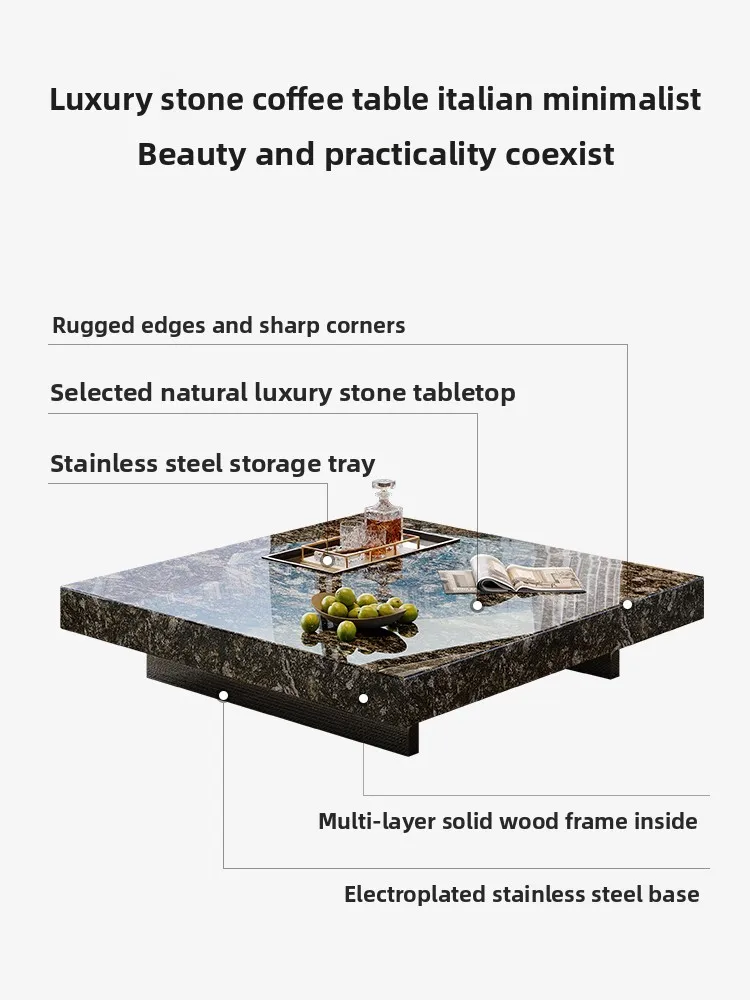 LH natural luxury stone square coffee table living room household small tea table