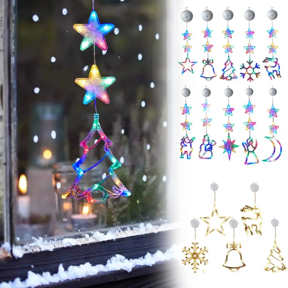 

3 Pack Christmas LED Sucker Lamp Multicolor Light Up Hanging Christmas Decoration Battery Operated for Xmas Tree Fireplace Decor