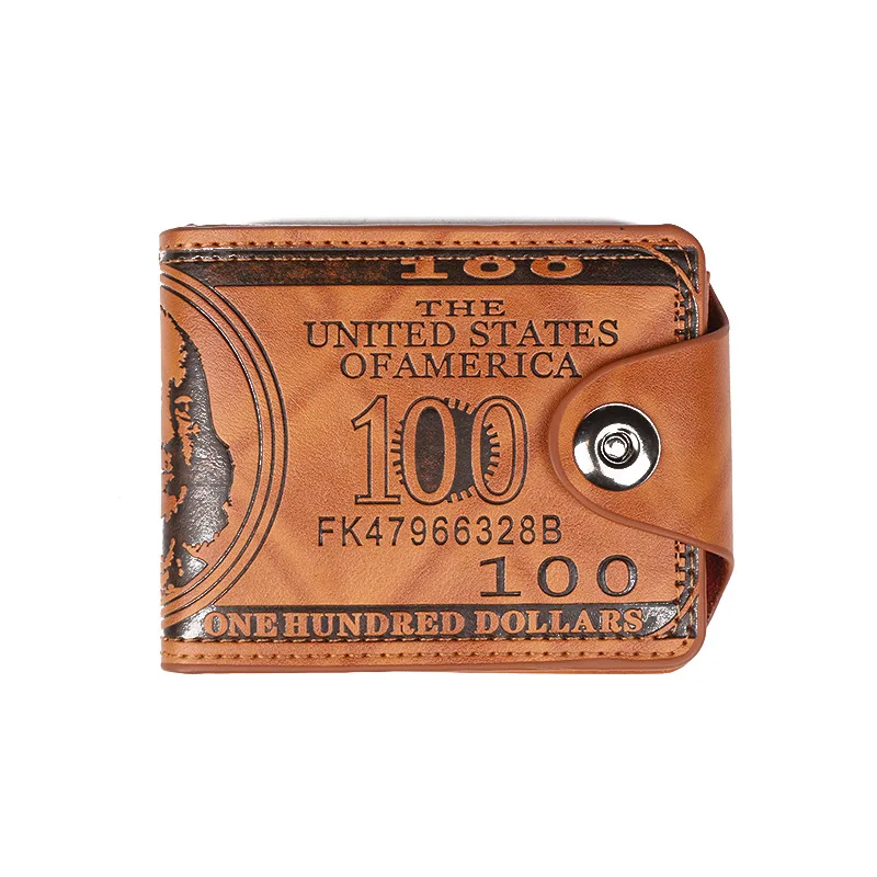 メンズ財布 100米ドル柄 PUレザー クレジットカードホルダー ブロッキング機能付き ジッパーポケット メンズバッグ マルチカードホルダー