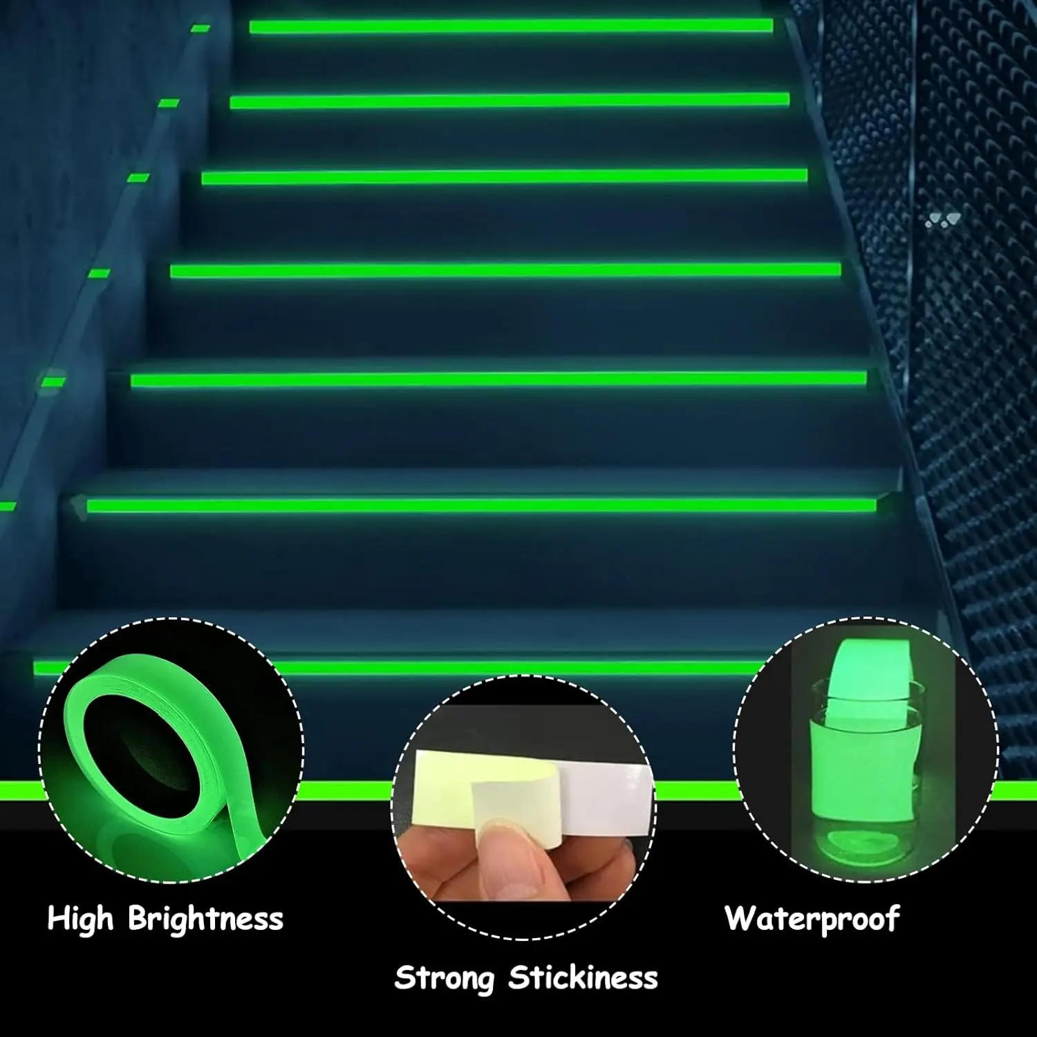 5 Buah Pita Pengaman Menyala Dalam Gelap Pita Tangga Tahan UV Tahan Air Meningkatkan Visibilitas dalam Kondisi Cahaya Rendah