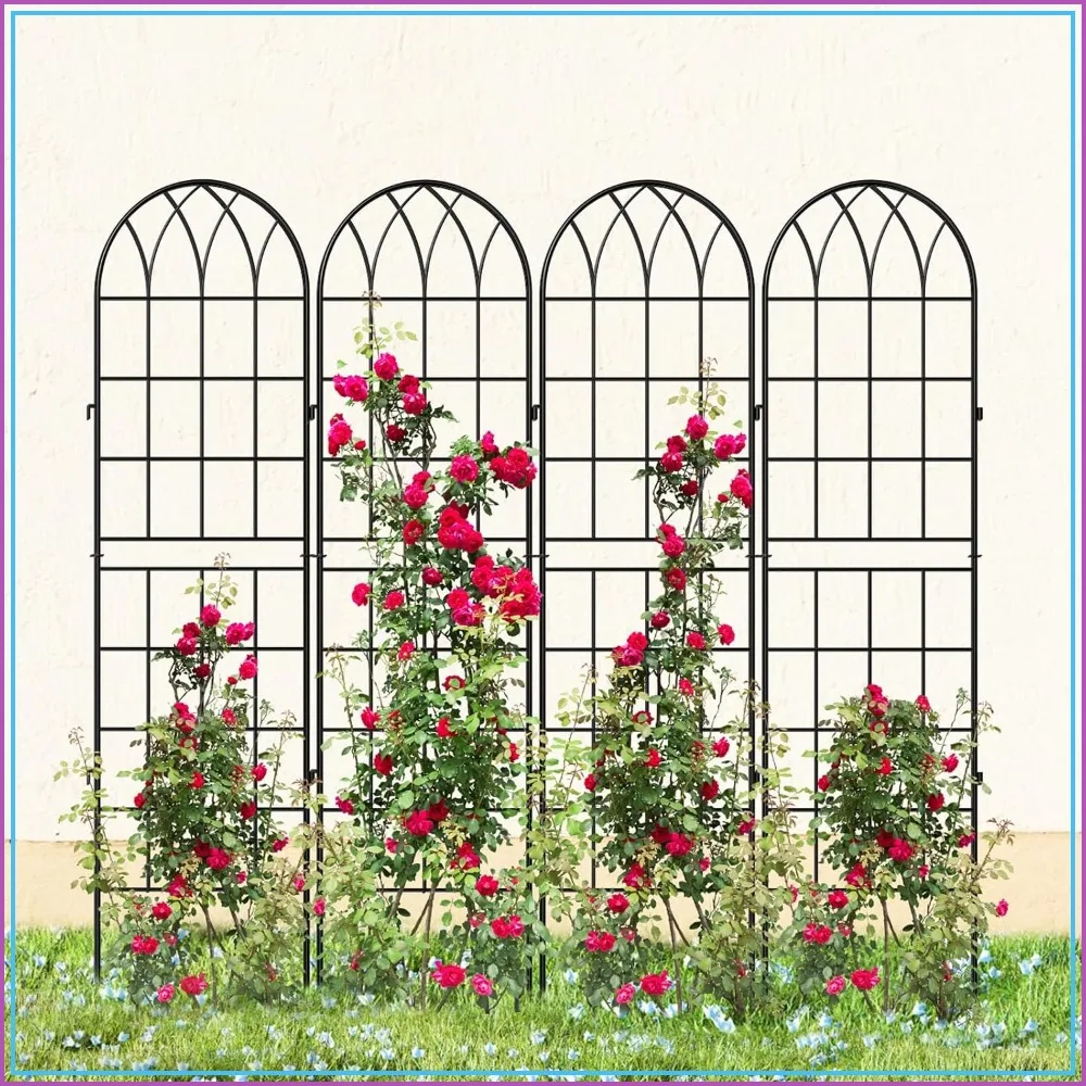 4 Pack Garden Trellis for Climbing Plants, 59 Inch Metal Trellis