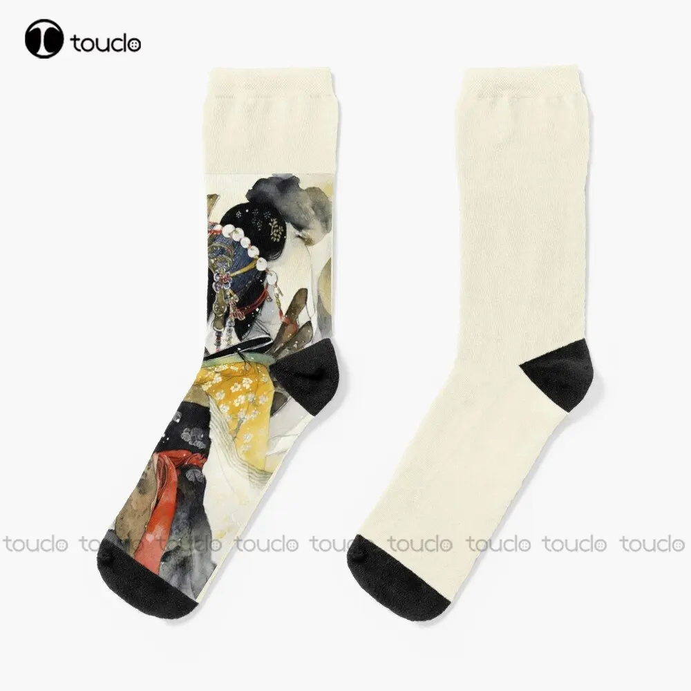 

“Nihonga 5”Japanese, Traditional Painting Socks Girl Socks Personalized Custom Unisex Adult Teen Youth Socks Custom Gift