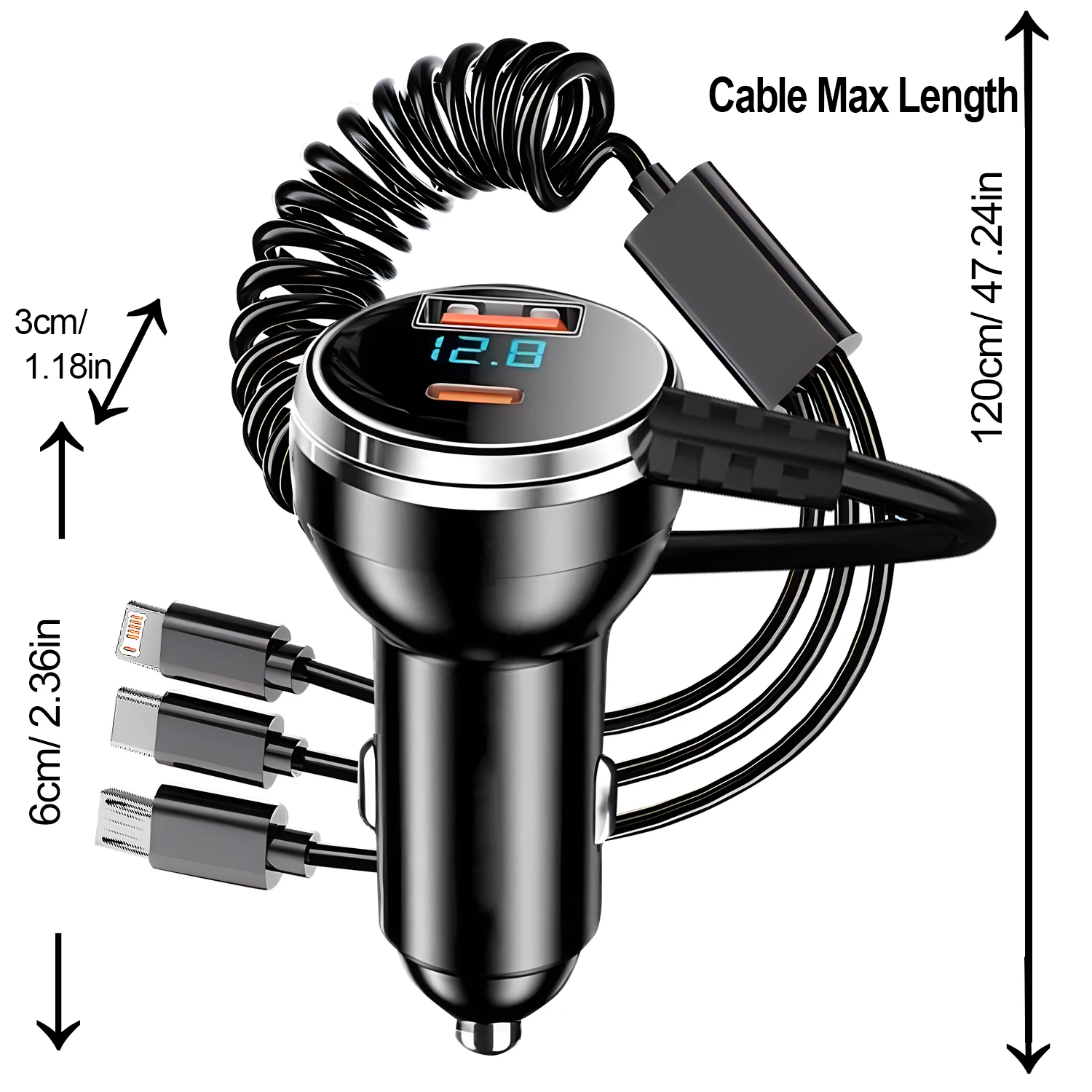 5-Port 230W Fast Charge Car Charger PD QC3.0 USB-C Vehicle Charger Adapter General Car Phone Charger for iPhone Samsung Xiaomi H