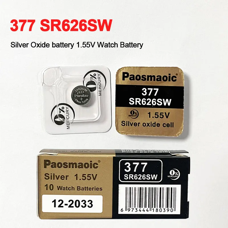 

New Silver Battery 377 SR626SW 1.55V 377a LR66 LR626 SR626 SW Silver Oxide Batteries for Toys Watches Alarm Clock Button Cell