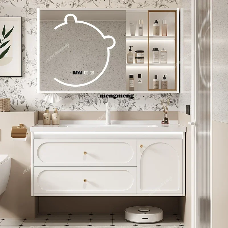 A114X  Modern Organizer Bathroom Cabinets Drawers White Mirror Organizer Washroom Cabinet Space Saver Armario De Banheiro Furnit