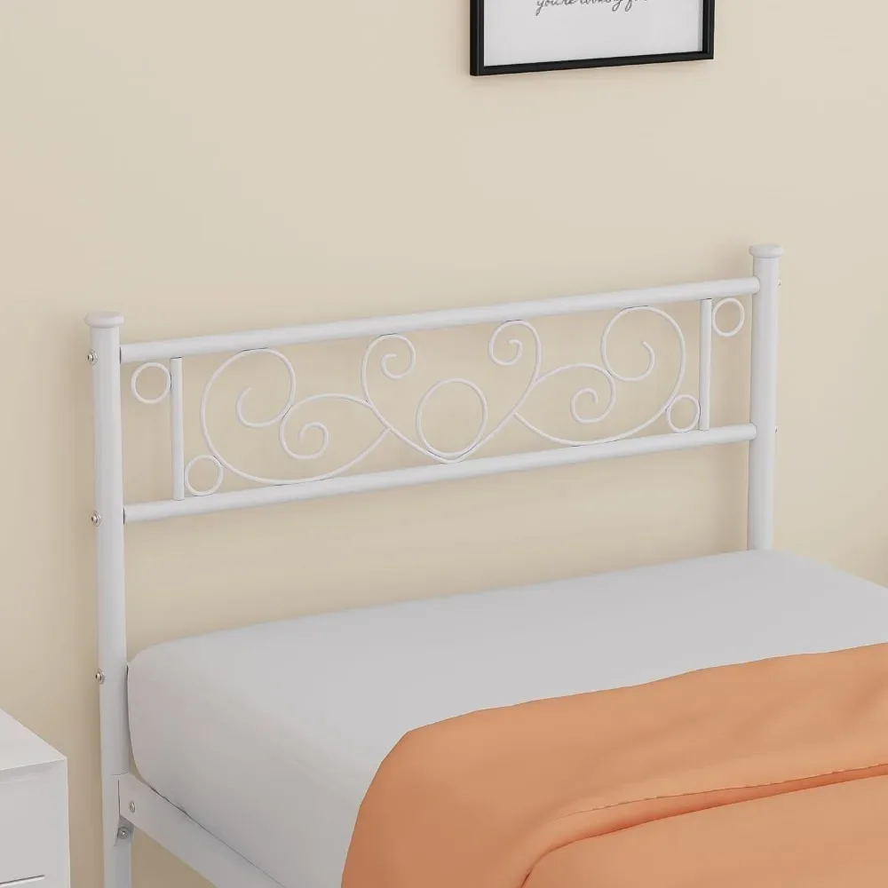 Plataforma metálica Cama Frame com Cabeceira e Footboard, Espaço de Armazenamento, Fundação Colchão, Nenhuma Caixa, Primavera Necessária para Menina e Menino