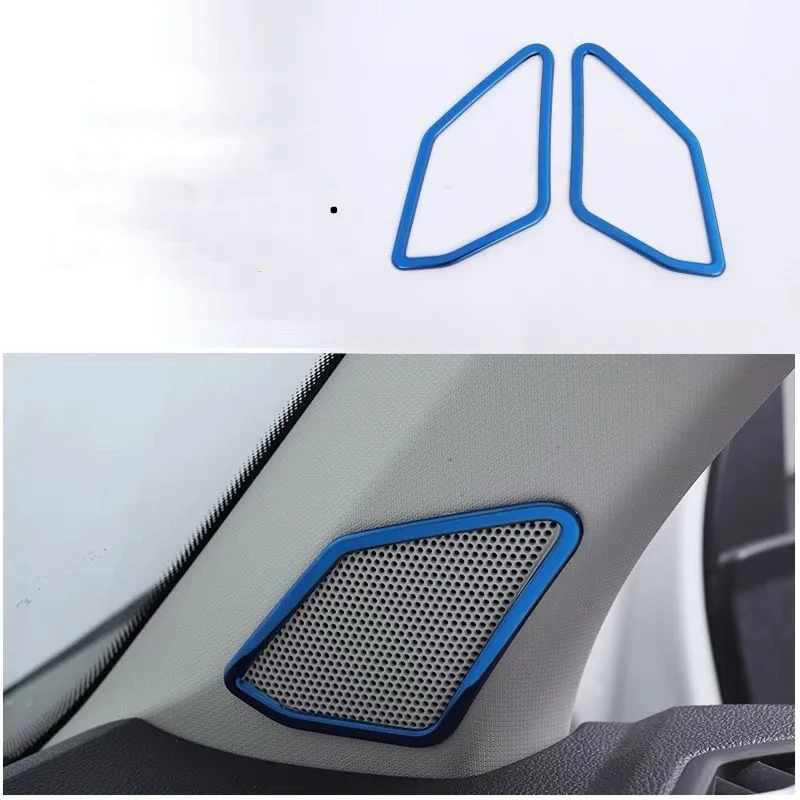 

2Pcs Car Front Window Audio A Pillar Speaker Circle Cover Trim Stickers for Volkswagen VW T-Roc TROC 2018 - 2022 Accessories