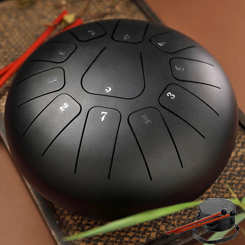 Hluru Glucophone Steel Tongue Drum 8 Inch 11 Notes Key F Ethereal Drum for Beginner Tone Percussion Handpan Tang Drum