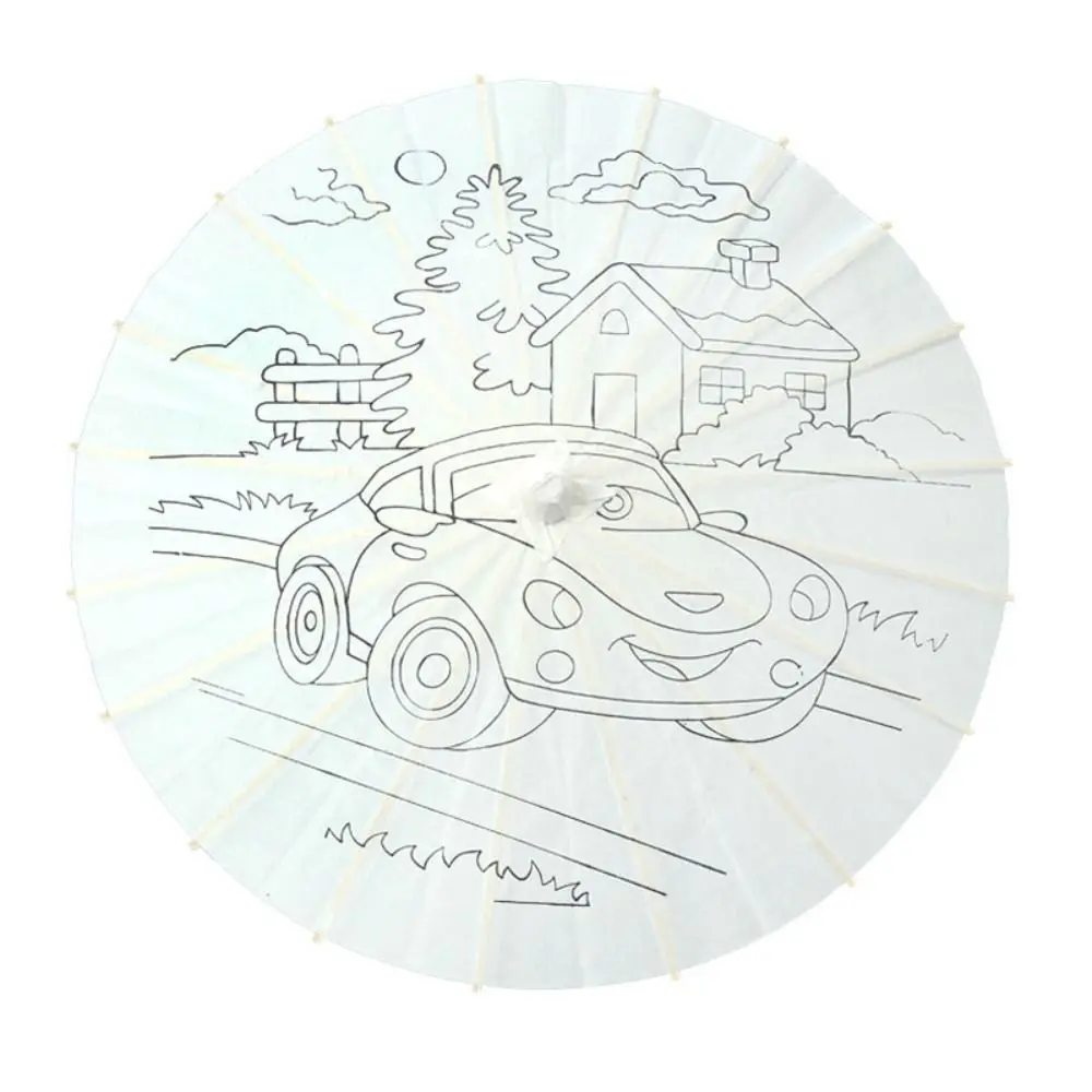 

Classical Wedding Birthday Decorative Long-handle Handmade DIY Dance Prop Photography Prop Painting Supplies Paper Umbrella