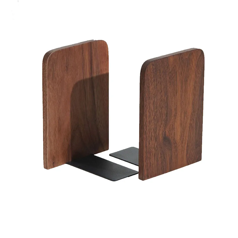 

3PCS High Quality Nature Wooden Bookends Non-slip Thickened Desktop Bookshelf Book Support Rack School Office