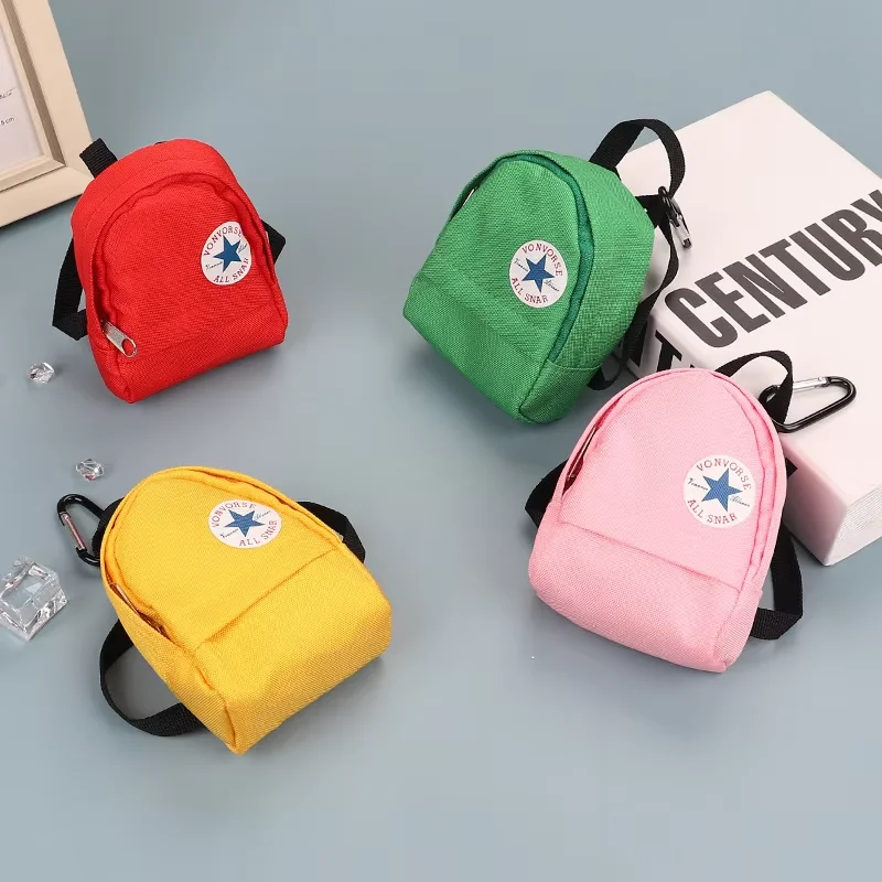 Creative Mini Backpack Design Coin Purse Men Women Portable Mountaineering Buckle Key Wallet Canvas Earphone Storage Bag
