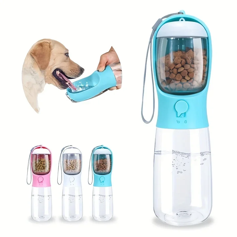 ペット用のポータブルウォーターボトル,子犬用の食品および水容器,フィーダー付き,屋外旅行用,犬と猫用の飲用ボウル