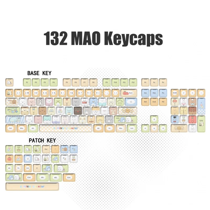 Cute Anime Keycaps Set,132 Keys Custom Mao Profile Dye-Sublimation PBT Key Caps For MX Mechanical Keyboard 60% 65% 75% 100% view 4