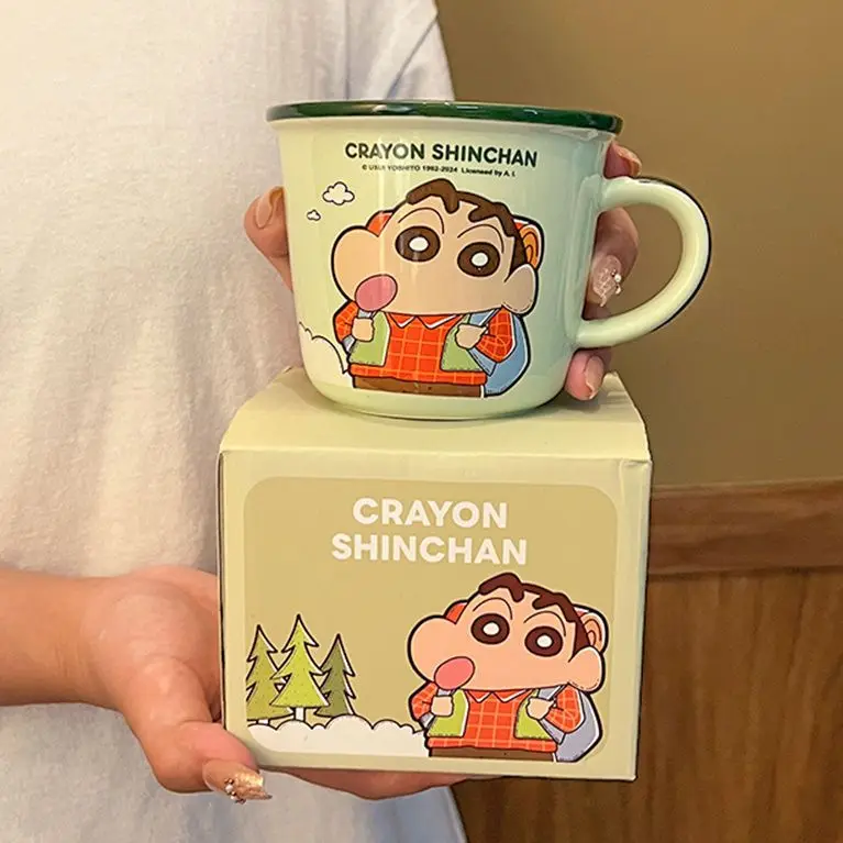 Crayon Shin Chan 340ml อะนิเมะนมขนาดถ้วยน่ารักการ์ตูนอาหารเช้าถ้วยเซรามิค Crayon Shin Chan ถ้วยน้ําเด็กของขวัญ