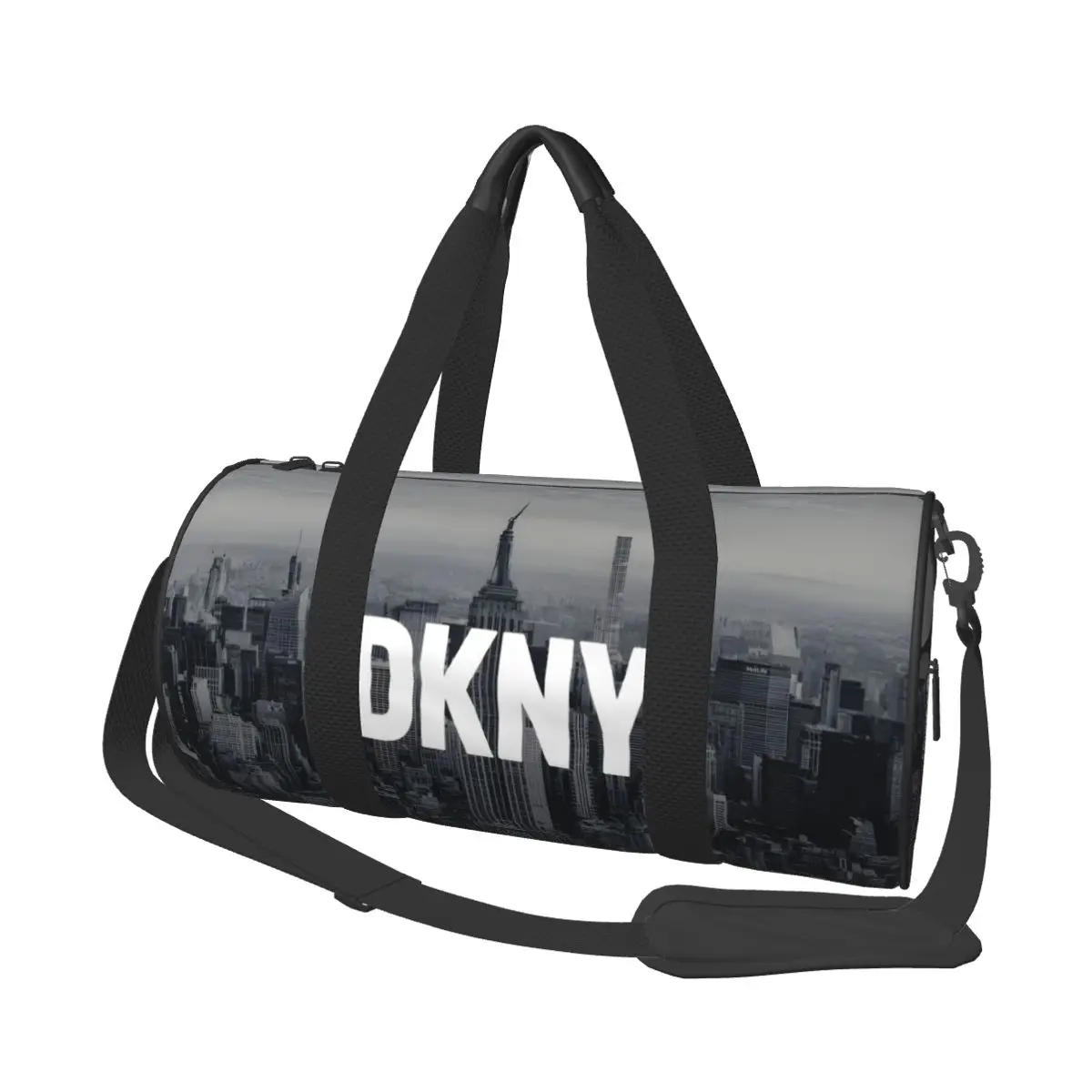 DKNYS NewYork Skyline Weekend Gym Yoga Luggage Bags Men Women Sport Duffle Bag Round Large Capacity Travel Duffel Bag