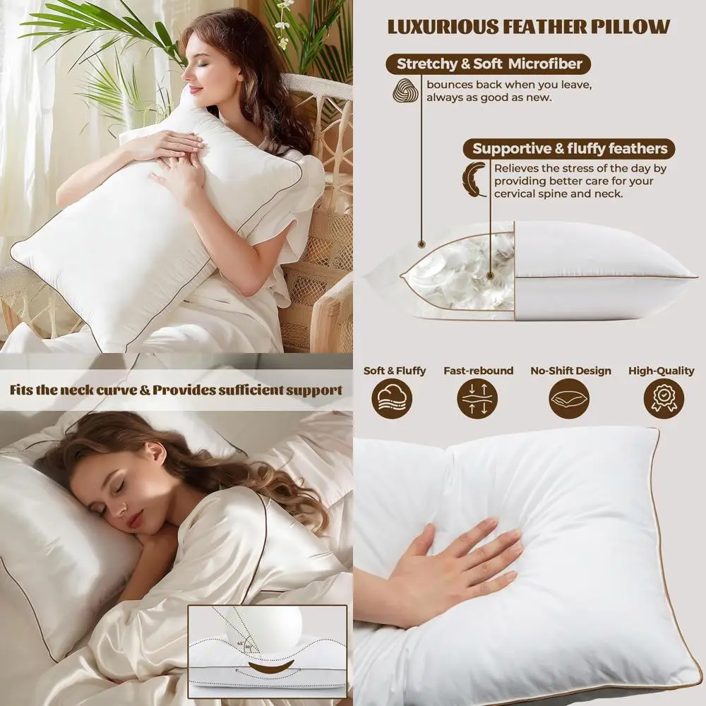 

Элитные подушки из искусственного гусиного пуха, комплект из 2 штук, плюшевые, квадратные, гипоаллергенные, мягкие и дышащие, можно стирать в машине